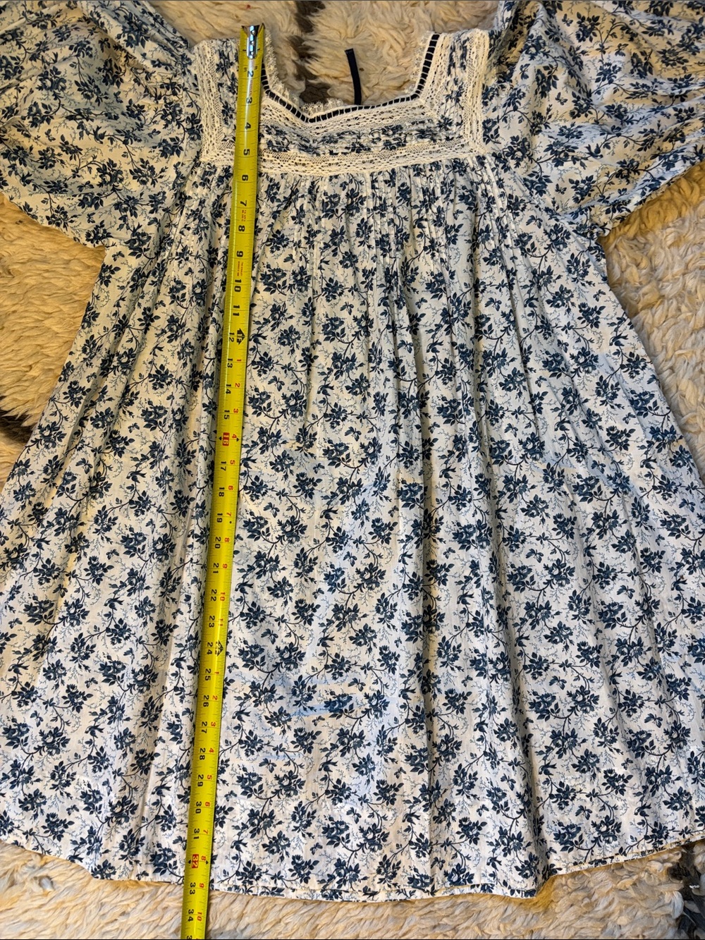 Doen Cadeau White Floral Cotton Dress with Blue Print - Picture 17 of 17